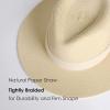 imageFURTALK Womens Mens Wide Brim Straw Panama Hat Fedora Summer Beach Sun Hat UPF Straw Hat for WomenBeigewhite