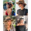 imageFURTALK Womens Mens Wide Brim Straw Panama Hat Fedora Summer Beach Sun Hat UPF Straw Hat for WomenKhaki
