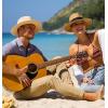 imageFURTALK Womens Mens Wide Brim Straw Panama Hat Fedora Summer Beach Sun Hat UPF Straw Hat for WomenKhaki