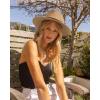 imageFURTALK Womens Mens Wide Brim Straw Panama Hat Fedora Summer Beach Sun Hat UPF Straw Hat for WomenKhakiBrown