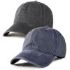 imageFURTALK Men and Women Vintage Washed Distressed Cotton Baseball Cap Plain Blank Adjustable Classic Baseball Hat CapDenim Blueblack