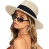 imageFURTALK Womens Mens Wide Brim Straw Panama Hat Fedora Summer Beach Sun Hat UPF Straw Hat for WomenAbbeige