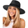 imageFURTALK Womens Mens Wide Brim Straw Panama Hat Fedora Summer Beach Sun Hat UPF Straw Hat for WomenBlack