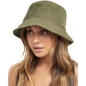 imageFURTALK Bucket Hats for Women Washed Cotton Packable Summer Beach Sun Hats Mens Womens Bucket Hat with Strings for Travel01 Army Green