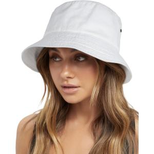 imageFURTALK Bucket Hats for Women Washed Cotton Packable Summer Beach Sun Hats Mens Womens Bucket Hat with Strings for TravelWhite