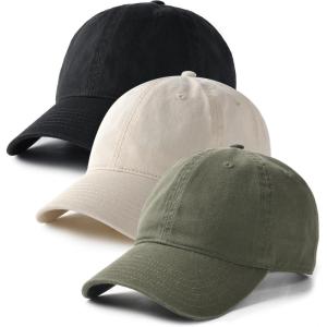 imageFURTALK Men and Women Vintage Washed Distressed Cotton Baseball Cap Plain Blank Adjustable Classic Baseball Hat CapBlackbeigegreen
