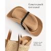 imageFURTALK Sun Hats for Women Summer Wide Brim UV UPF 80 Panama Fedora Foldable Packable Straw Beach HatKhaki