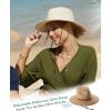 imageFURTALK Womens Summer Straw Sun Hats Wide Brim Panama Fedora Beach Hat with Wind Lanyard UPF 80Beige
