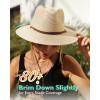 imageFURTALK Womens Summer Straw Sun Hats Wide Brim Panama Fedora Beach Hat with Wind Lanyard UPF 80Beige