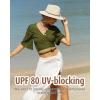 imageFURTALK Womens Summer Straw Sun Hats Wide Brim Panama Fedora Beach Hat with Wind Lanyard UPF 80Beige