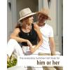 imageFURTALK Womens Summer Straw Sun Hats Wide Brim Panama Fedora Beach Hat with Wind Lanyard UPF 80Coffee Brown