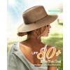 imageFURTALK Womens Summer Straw Sun Hats Wide Brim Panama Fedora Beach Hat with Wind Lanyard UPF 80Coffee Brown