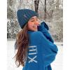 imageFURTALK Winter Hats for Women Fleece Lined Beanie Knit Chunky Womens Snow CapDark Blue