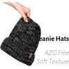 imageFURTALK Winter Hats for Women Fleece Lined Beanie Knit Chunky Womens Snow CapMix Black