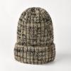imageFURTALK Winter Hats for Women Fleece Lined Beanie Knit Chunky Womens Snow CapTone BeigeBlack Mix
