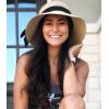 imageFURTALK Womens Beach Sun Straw Hat UV UPF 80 Travel Foldable Brim Summer UV HatBlack