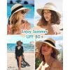 imageFURTALK Womens Beach Sun Straw Hat UV UPF 80 Travel Foldable Brim Summer UV HatMixed Beige