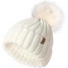 imageFURTALK Kids Winter Hat Toddler Knitted Pom Beanie Hat Cotton Lined Faux Fur Pom Pom Cap Baby Girls Boys Beanies03 White With White Pom