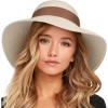imageFURTALK Womens Beach Sun Straw Hat UV UPF 80 Travel Foldable Brim Summer UV HatBeigered Brown