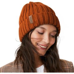 imageFURTALK Winter Hats for Women Fleece Lined Beanie Knit Chunky Womens Snow CapOrange