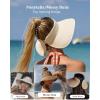 imageFURTALK Sun Visor Hats for Women Wide Brim Straw Ponytail Summer Beach Hat UV UPF Packable Foldable Travel04khaki Beige Stripes
