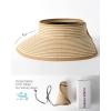 imageFURTALK Sun Visor Hats for Women Wide Brim Straw Ponytail Summer Beach Hat UV UPF Packable Foldable Travel04khaki Beige Stripes