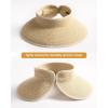 imageFURTALK Sun Visor Hats for Women Wide Brim Straw Ponytail Summer Beach Hat UV UPF Packable Foldable Travel06mix Beige