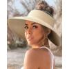 imageFURTALK Sun Visor Hats for Women Wide Brim Straw Ponytail Summer Beach Hat UV UPF Packable Foldable TravelBeige