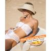 imageFURTALK Sun Visor Hats for Women Wide Brim Straw Ponytail Summer Beach Hat UV UPF Packable Foldable TravelBeige