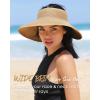 imageFURTALK Sun Visor Hats for Women Wide Brim Straw Ponytail Summer Beach Hat UV UPF Packable Foldable TravelKhaki