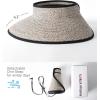 imageFURTALK Sun Visor Hats for Women Wide Brim Straw Ponytail Summer Beach Hat UV UPF Packable Foldable TravelMix Khaki With Black