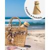 imageFURTALK Sun Visor Hats for Women Wide Brim Straw Ponytail Summer Beach Hat UV UPF Packable Foldable TravelMix Khaki With Black