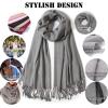 imageFURTALK Winter Scarf for Women Pashmina Shawl Wraps Cashmere Feel Warm Fashion Blanket ScarvesLight Grey