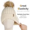 imageFURTALK Womens Winter Knitted Beanie Hat with Faux Fur Pom Warm Knit Skull Cap Beanie for Women03 Beige