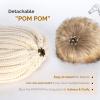imageFURTALK Womens Winter Knitted Beanie Hat with Faux Fur Pom Warm Knit Skull Cap Beanie for Women03 Beige