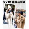 imageFURTALK Womens Winter Knitted Beanie Hat with Faux Fur Pom Warm Knit Skull Cap Beanie for Women03 Beige