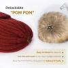 imageFURTALK Womens Winter Knitted Beanie Hat with Faux Fur Pom Warm Knit Skull Cap Beanie for Women08 Wine Red