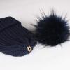 imageFURTALK Womens Winter Knitted Beanie Hat with Faux Fur Pom Warm Knit Skull Cap Beanie for Women11navy