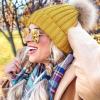 imageFURTALK Womens Winter Knitted Beanie Hat with Faux Fur Pom Warm Knit Skull Cap Beanie for Women13yellow