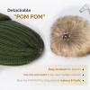 imageFURTALK Womens Winter Knitted Beanie Hat with Faux Fur Pom Warm Knit Skull Cap Beanie for Women15pine Green