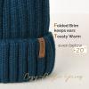 imageFURTALK Womens Winter Knitted Beanie Hat with Faux Fur Pom Warm Knit Skull Cap Beanie for Women18wood Blue