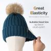 imageFURTALK Womens Winter Knitted Beanie Hat with Faux Fur Pom Warm Knit Skull Cap Beanie for Women18wood Blue