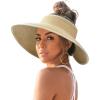 imageFURTALK Sun Visor Hats for Women Wide Brim Straw Ponytail Summer Beach Hat UV UPF Packable Foldable Travel06mix Beige