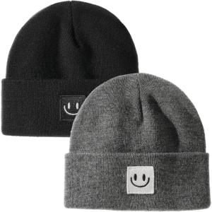 imageFURTALK Baby Beanie Cute Toddler Winter Hat Knit Boys Girls Warm 2 Pack Kids Embroidered Beanies Cap for 08 YearsBlackmixed Dark Grey