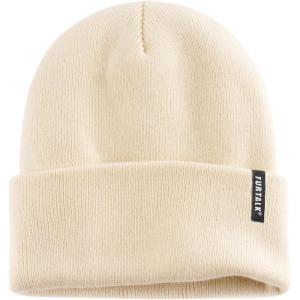 imageFURTALK Beanie Hat for Men Women Winter Hats for Women Men Soft Warm Unisex Cuffed Beanie Knitted Skull CapBeige