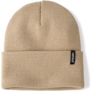 imageFURTALK Beanie Hat for Men Women Winter Hats for Women Men Soft Warm Unisex Cuffed Beanie Knitted Skull CapBurlywood