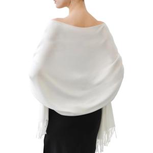 imageFURTALK Winter Scarf for Women Pashmina Shawl Wraps Cashmere Feel Warm Fashion Blanket ScarvesWhite