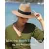 imageFURTALK Panama Hat Sun Hats for Women Men Wide Brim Fedora Straw Beach Hat UV UPF 80Blackwhite Ribbon