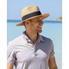 imageFURTALK Panama Hat Sun Hats for Women Men Wide Brim Fedora Straw Beach Hat UV UPF 80Blackwhite Ribbon