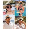 imageFURTALK Panama Hat Sun Hats for Women Men Wide Brim Fedora Straw Beach Hat UV UPF 80Blackwhite Ribbon